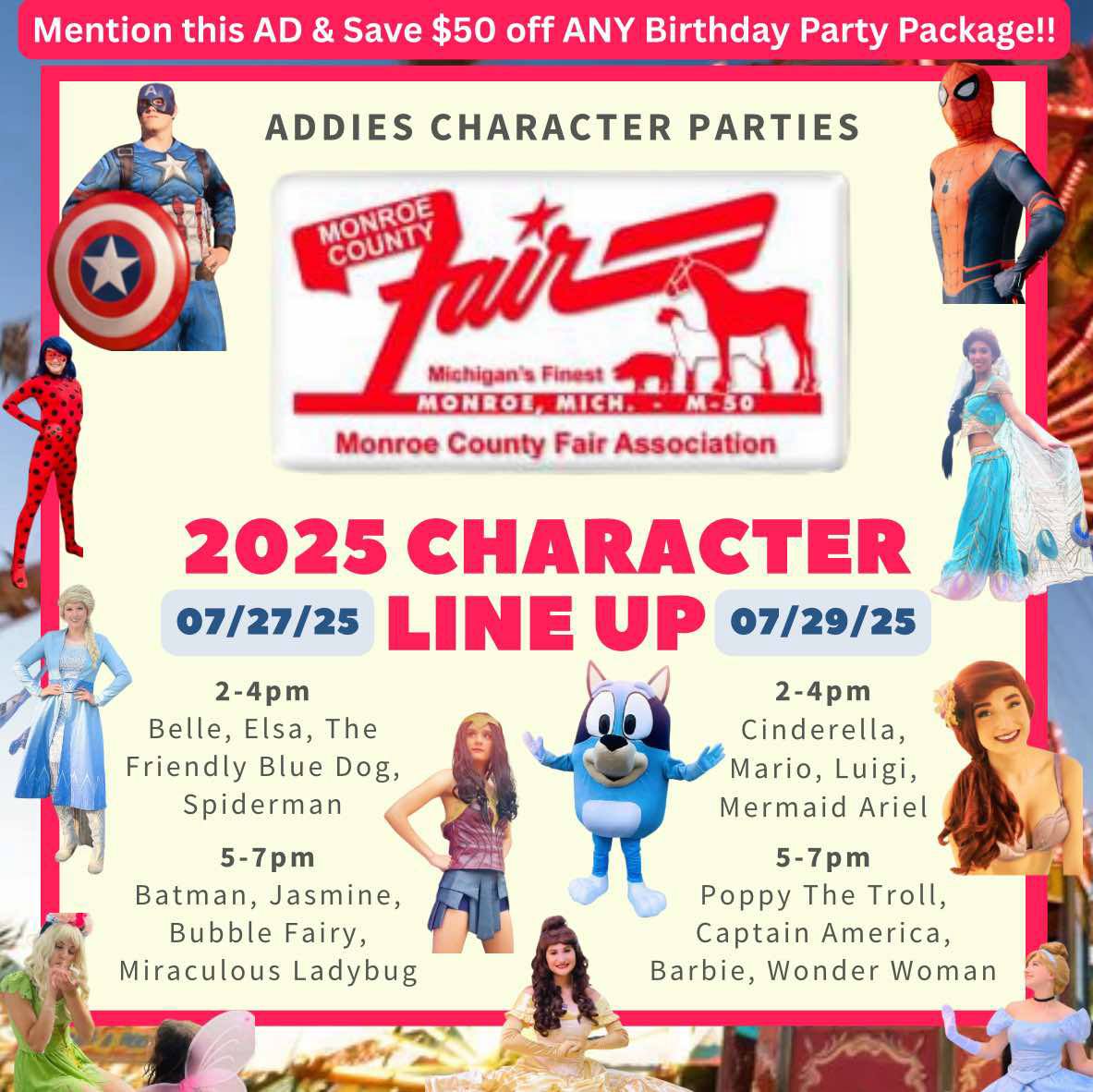Addies Character Parties – Opening Day Character Visits
